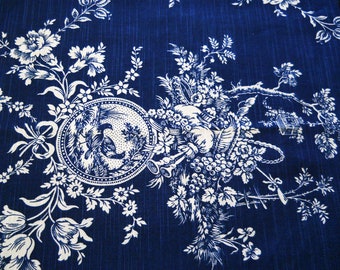 Cenefa azul marino floral Casa de campo francesa, cenefa de ventana de lino azul marino, sala de estar de la cocina, ideas de dormitorio de cafetería cuarto de baño de adornos oscuros