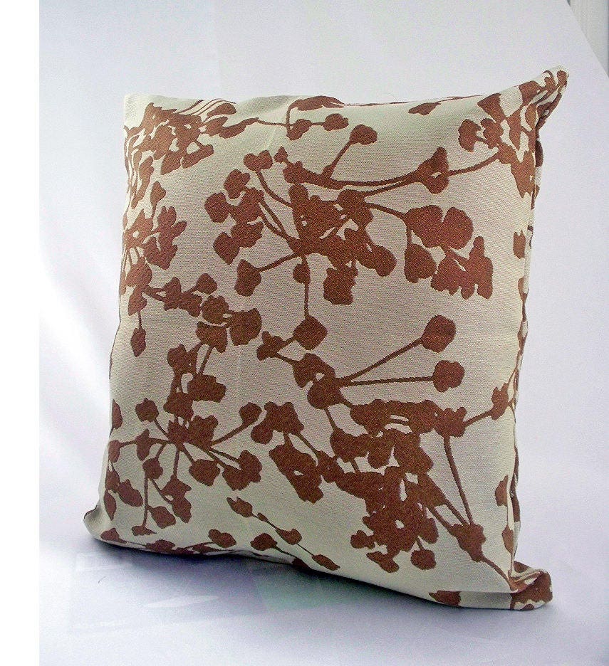 Textured Floral Light Dark Brown Throw Pillow Cover, Brown Tan Pillows