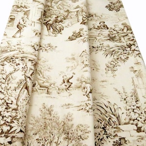Curtain Panels Pair 50&quot; Wide Toile Light Golden Ivory Brown Window Treatments Curtains and Drapes Rod Pocket Living Room Bedroom Home Decor