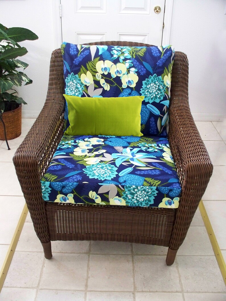 Deep Seat Cushion Set Back Pillow Cover Chair Patio Outside Furniture Sofa Couch Dark Blue Lime Green Replacement
