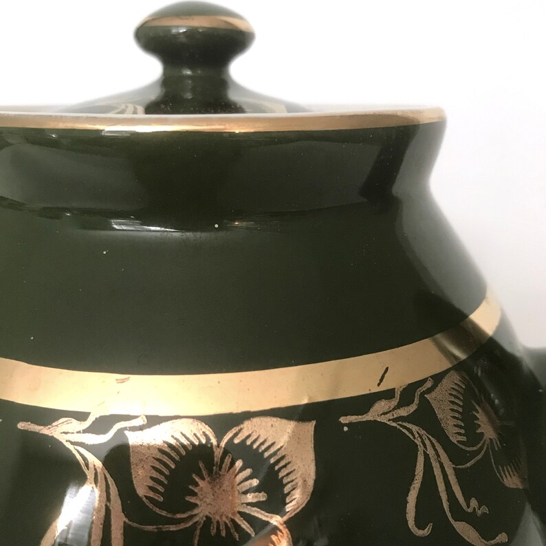Vintage Hall Teapot New York 6 Cup Made in USA Green with Dresden Gold