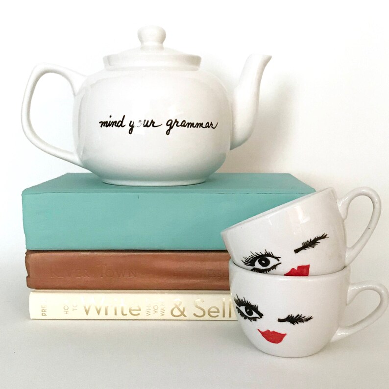 Housewares Teapot for Grammar Lovers Mind Your Grammar Funny Upcycled