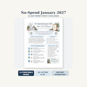 No-Spend January 2027 Challenge, 31-Day Money Reset Tracker (PDF)