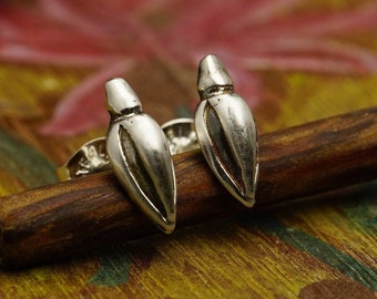 Sweet silver seed pod earrings- Handmade sterling silver post earrings