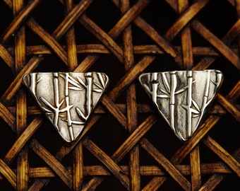 Bamboo Triangle Post Earrings in Fine Silver