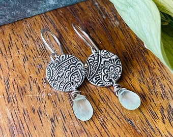 Paisley prehnite earrings