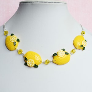 Lemons Necklace, Colourful Fun Jewellery, Food Jewellery
