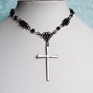 Gothic Chainmaille Cross Choker, Chainmail Jewellery, Cross Necklace