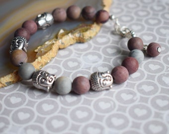 Buddha Bracelet with Jasper Beads, Gemstone Bracelet in Boho Style,