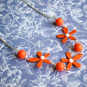 Orange Flower Necklace, Daisy Necklace, Colourful Jewellery image 2