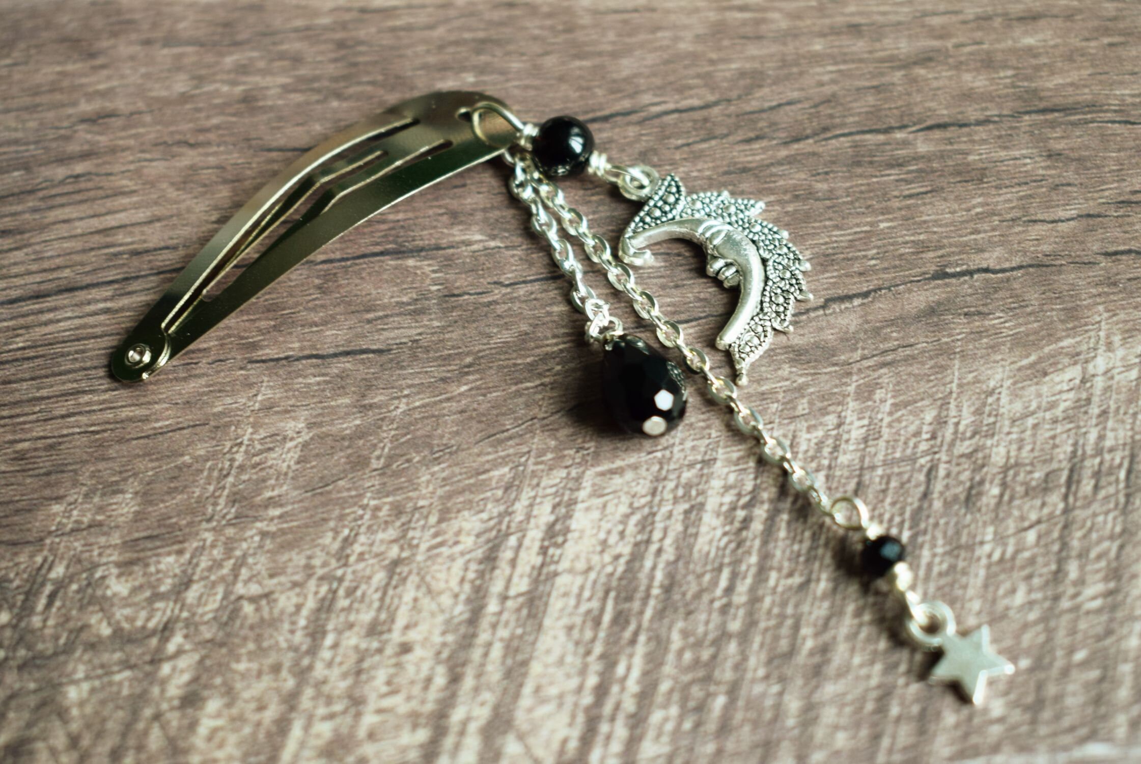 Brass or Sterling Silver Saturn Hair Slide Two Piece Hair Holder