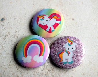 Rainbow Unicorn Pin Badges, Unicorn Gifts, Stocking Fillers, Kawaii Pin Set, Rainbow Badges