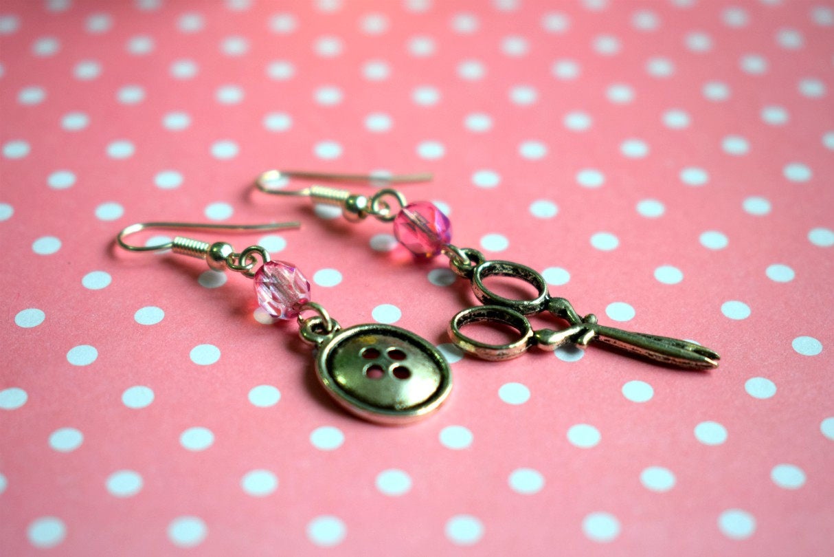 Sewing Machine and Scissors Mismatched Earrings Sewing Gifts Etsy
