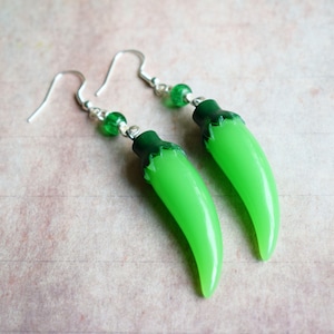 Green Chilli Pepper Earrings, Chili Peppers, Food Jewellery,  Fun Earrings UK