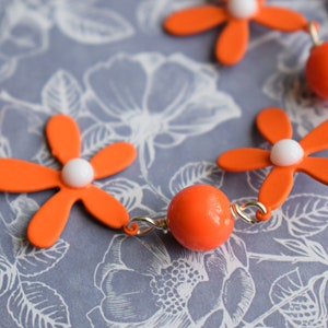 Orange Flower Necklace, Daisy Necklace, Colourful Jewellery image 6