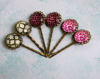 Animal Print Hairclips, Bold Hair Accessories, Leopard Print and Snakeskin Hair Grips