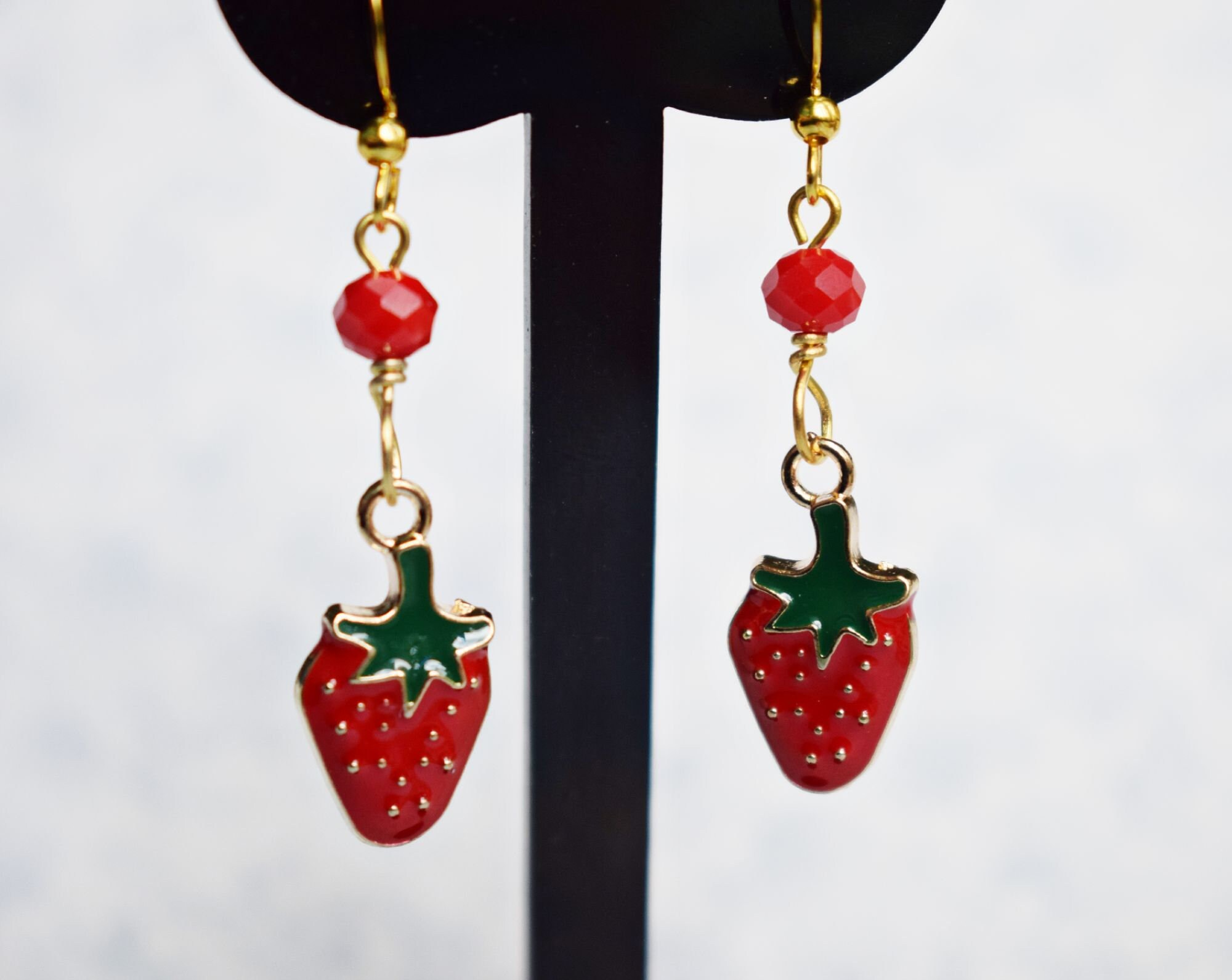Strawberries Necklace Fruit Jewellery Strawberry Necklace Etsy UK