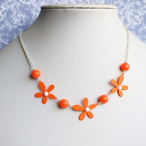 Orange Flower Necklace, Daisy Necklace, Colourful Jewellery image 3