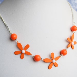 Orange Flower Necklace, Daisy Necklace, Colourful Jewellery image 5