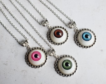 Doll's Eye Necklace in a Choice of Colours, anatomical Jewellery, Goth Aesthetic