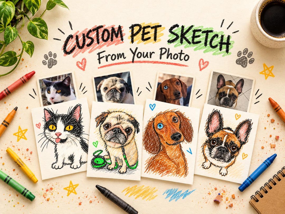 Personalized Drawing Set Custom Sketch Portrait From Photo | Personalized People & Pets ...