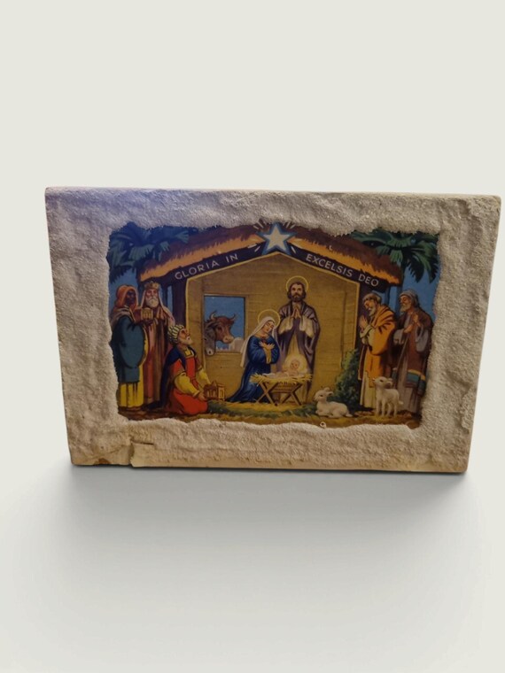 Vintage Musical Nativity Scene Wall Plaque | Framing Picture