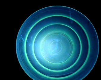 Vintage Pale Green Pressed Glass Bowl – Tiered Design