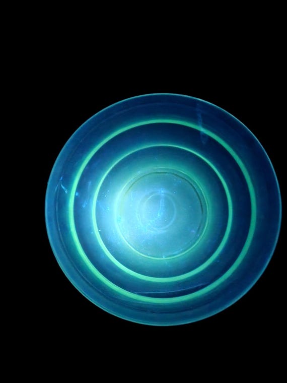 Vintage Pale Green Pressed Glass Bowl – Tiered Design