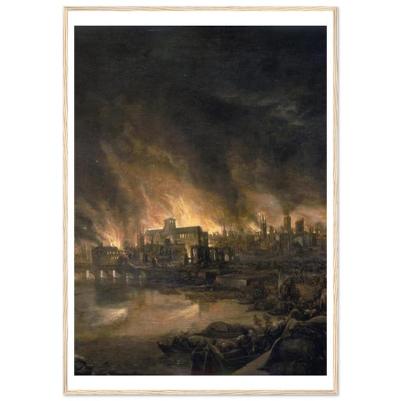The Great Fire of London (1666) – Framed Art Reproduction