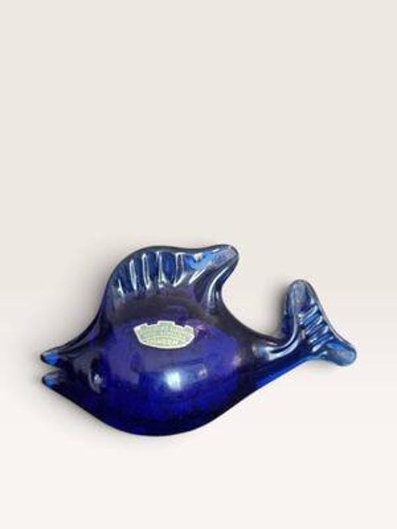 Cobalt Blue Glass Fish Figurine | Stockholms Glasbruk Skansen Ture Berglund