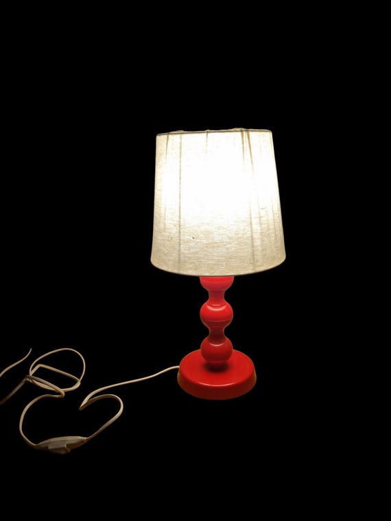 Ikea Table Lamp – Red Base & Fabric Shade