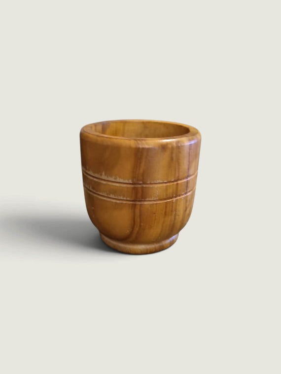 Vintage Hand-Turned Olive Wood Mortar | Rustic Spice Bowl