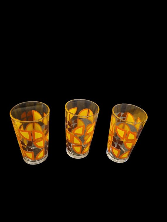 Vintage Italian Geometric Pattern Drinking Glasses
