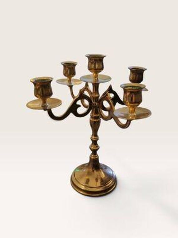Vintage Scandia Malm 5-Arm Brass Candelabra - Swedish Design