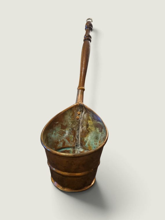 Antique Handcrafted Metal Ladle With Wooden Handle