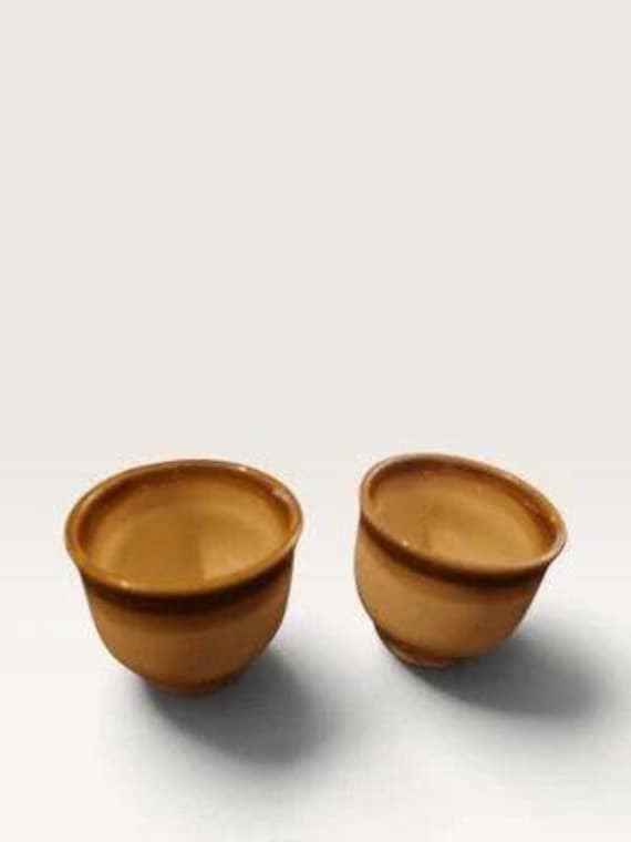 Pair of Vintage Denby Stoneware Egg Cups | Small Cups - Made in England