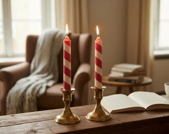 Hand-Dipped Swedish Striped Dinner Candles (2-Pack)