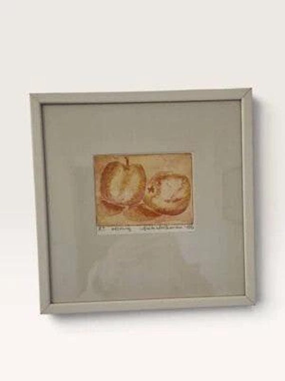 Original Swedish Etching by Anita Wickman 1986 - "Apples" Trial Proof (P.T.)