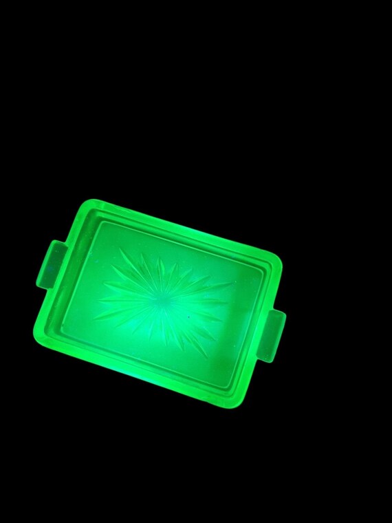 Vintage Uranium Glass Serving Tray