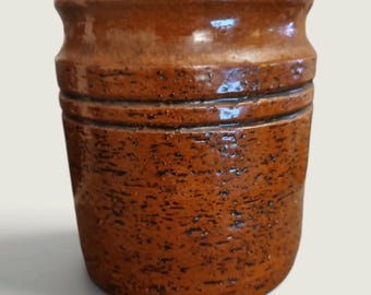 Vintage Steninge Ceramics Brown Pottery Jar – Swedish Rustic Decor (H 12.5cm)