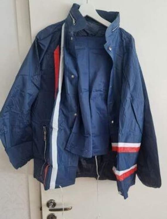 Vintage Caratom Raincoat & Trousers Set – Navy Blue, Size Xs