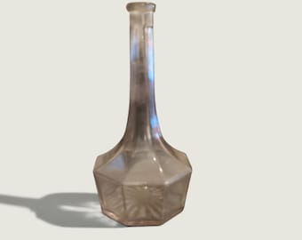 Vintage Hexagonal Pressed Glass Decorative Bottle