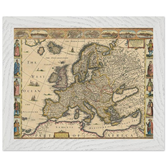 John Speed Europe Map (1626) – Framed Reproduction