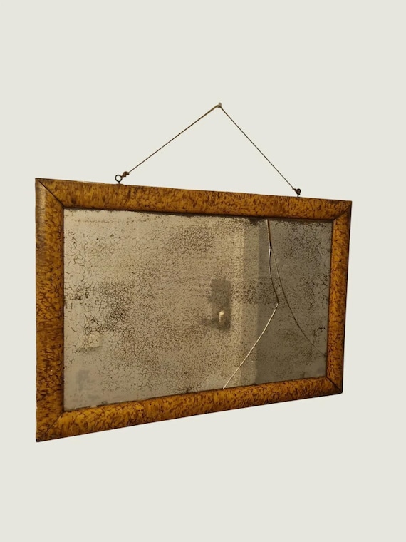 Antique Rectangular Wall Mirror with Decorative Frame