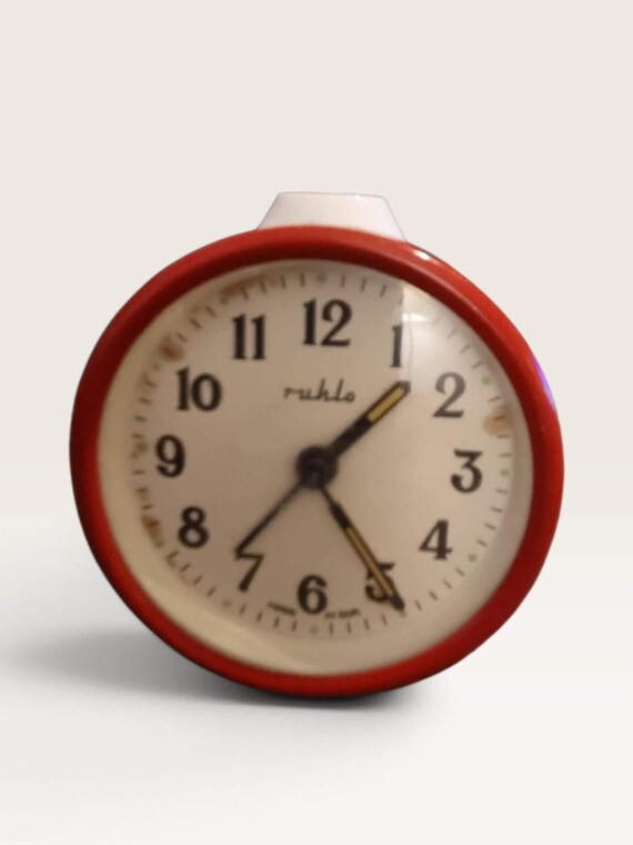 Vintage Ruhla Mechanical Alarm Clock – Red Case