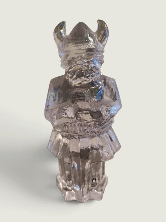 Vintage Pukeberg Glass Viking Figurine by Uno Westerberg – Swedish Art Glass, 15 cm