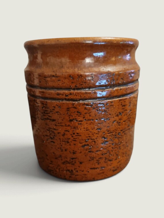 Vintage Steninge Ceramics Brown Pottery Jar – Swedish Rustic Decor (H 12.5cm)