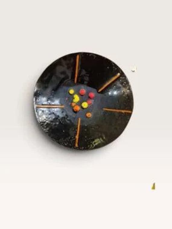 Mid-Century Enamel on Copper Dish – Abstract Design