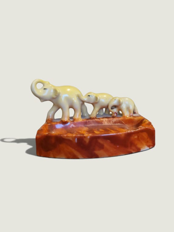 Vintage Elephant Family Decorative Tray