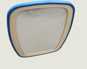 Blauer Tisch-Schminkspiegel mit Klappständer